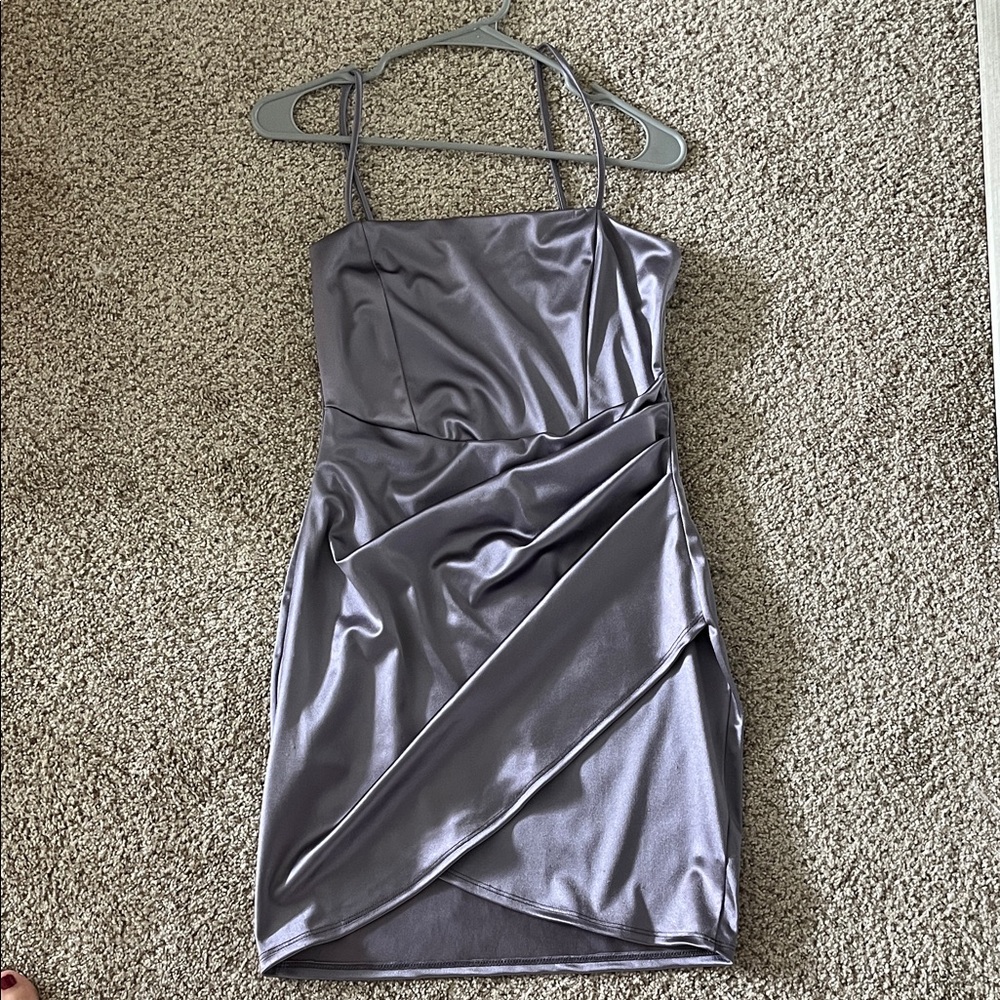 Zara Metallic Gray Mini Dress